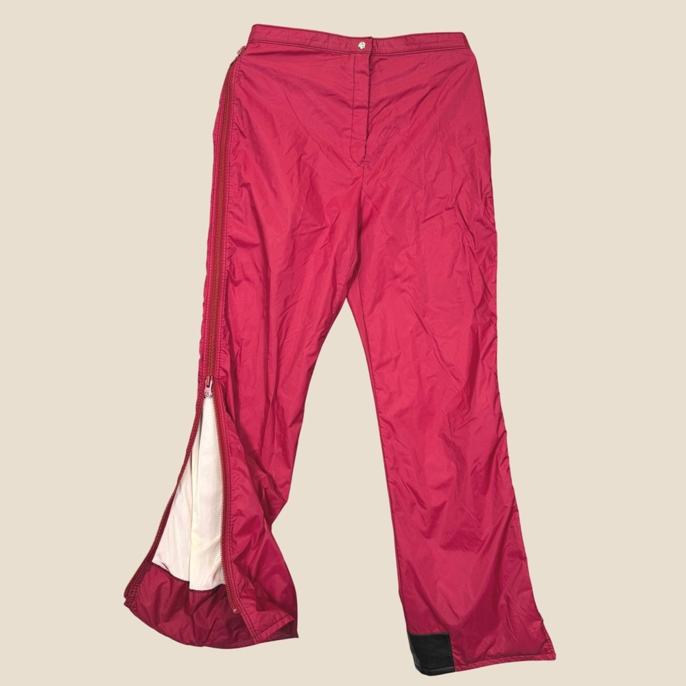 Vintage White Stag Ski Pants Women M Magenta Full Side Zip Talon Winter Snow